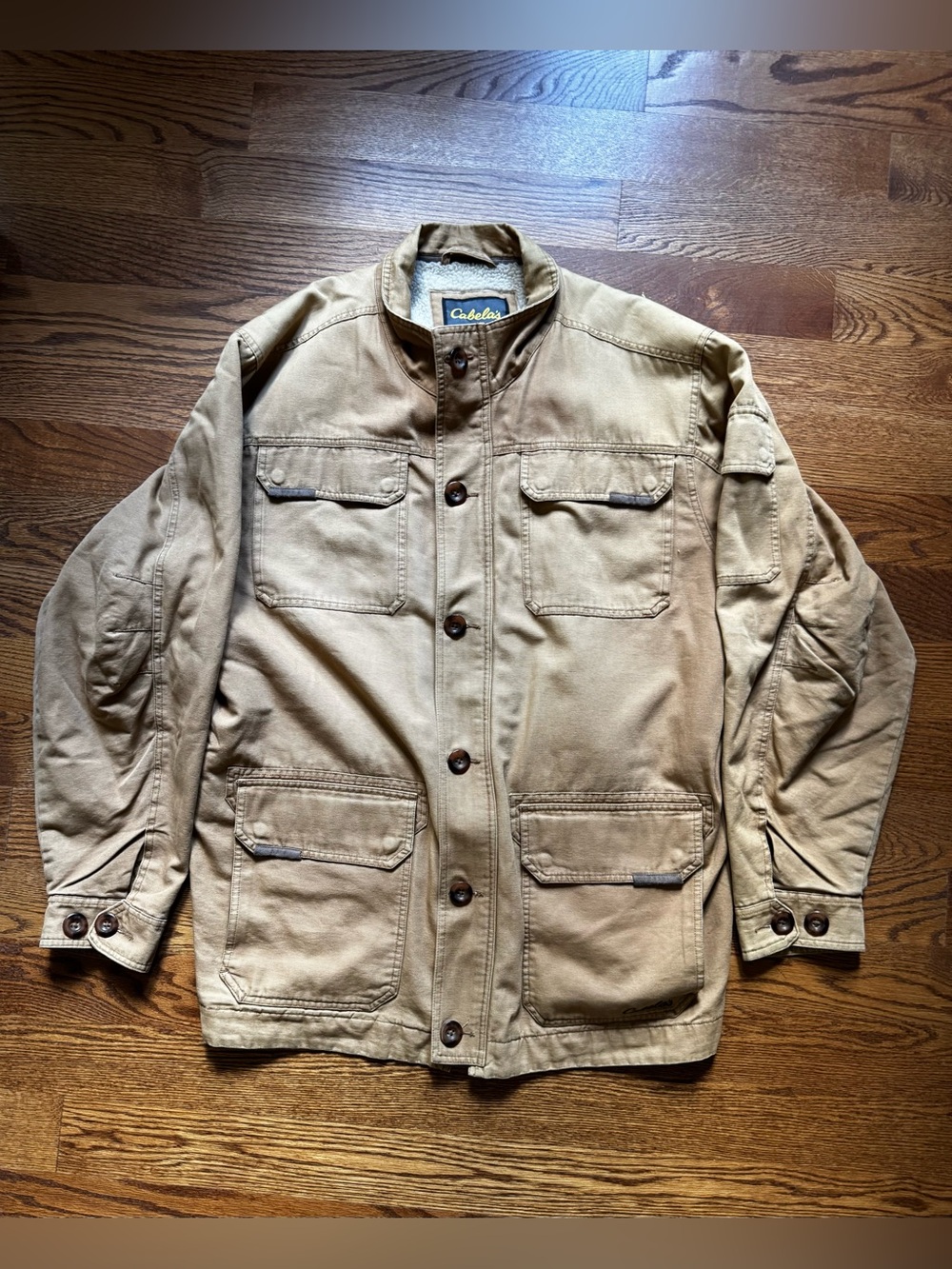 Cabelas Mens 2XL Tall Sherpa Lined Canvas Field Jacket Tan Workwear